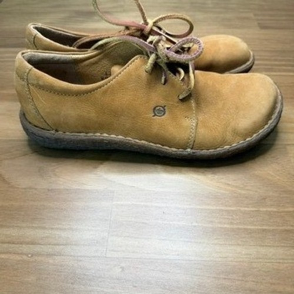 Born W58008 Tan Leather Moc Toe Oxford Shoes Women's Size 8 EU 39 - Picture 6 of 14